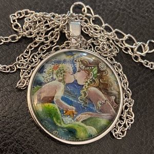 3/$25 Mermaid Mom Daughter KISS Love Necklace